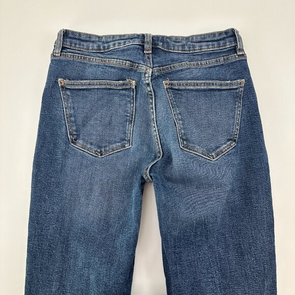 Zara Kick Boot Crop Raw Hem Women's size 4 Dark Wash Blue Denim Jeans - Picture 4 of 4